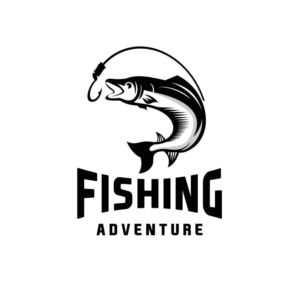 illustrazione del modello di progettazione del logo di pesca. logo di pesca sportiva vettore