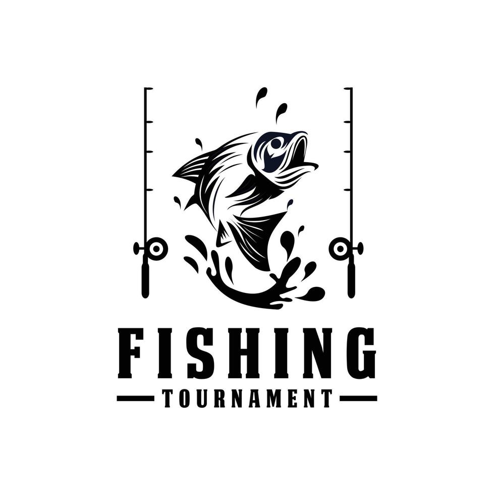 pesca logo design modello illustrazione. sport pesca logo. vettore