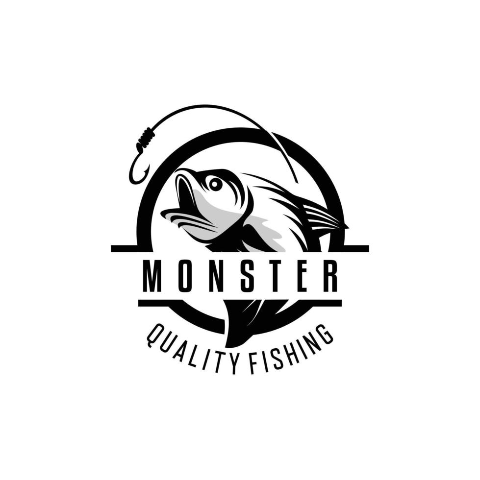 illustrazione del modello di progettazione del logo di pesca. logo di pesca sportiva vettore