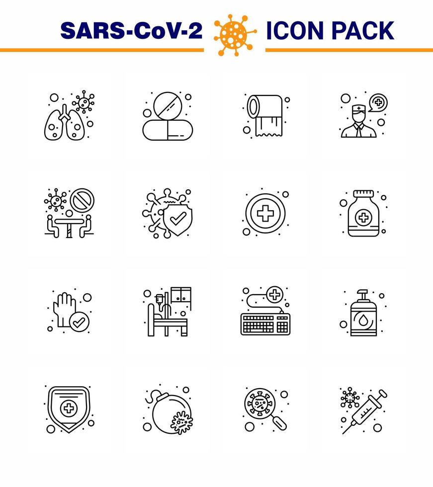 romanzo coronavirus nCoV-2019 16 linea icona imballare incontro vietato carta comunicazione Chiedi un' medico virale coronavirus 2019 nov malattia vettore design elementi