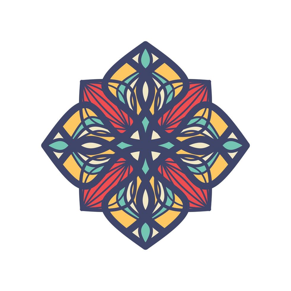 vettore mano disegnato scarabocchio mandala. etnico mandala con colorato tribale ornamento. Arabo, indiano, ottomano motivi. per carte, inviti, magliette. vettore colore illustrazione.