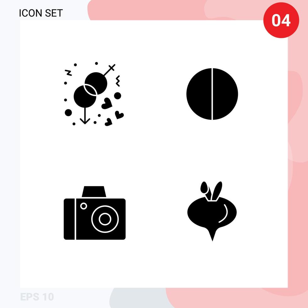 moderno impostato di 4 solido glifi pittogramma di Fidanzamento studio nozze qualità rapa modificabile vettore design elementi
