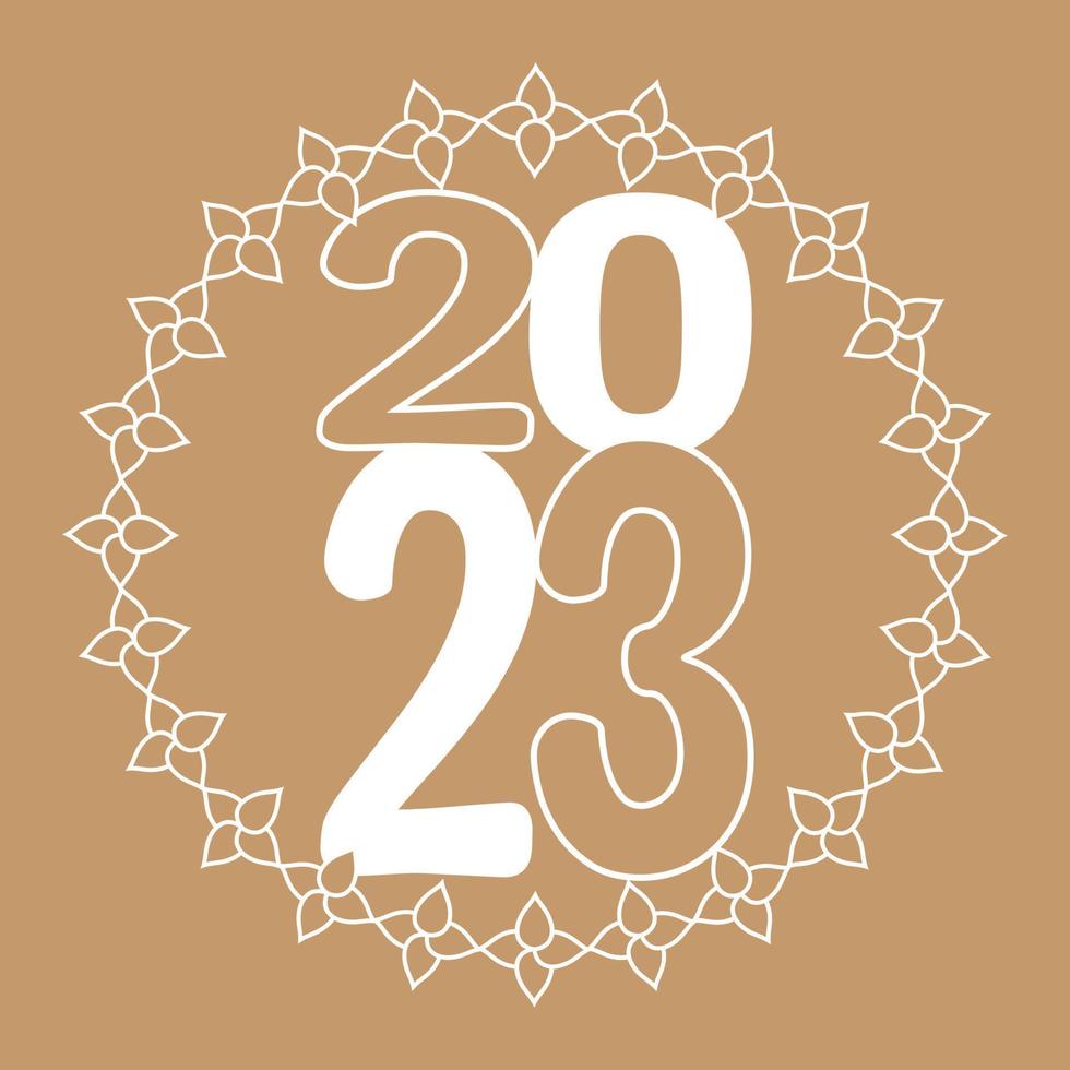 2023 Natale il giro corda telaio laser tagliare, arrotondato confine e decorativo 2023 nuovo anno disegno, vettore