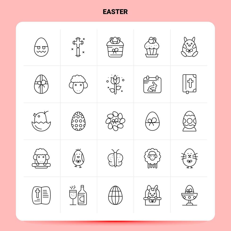 schema 25 Pasqua icona impostato vettore linea stile design nero icone impostato lineare pittogramma imballare ragnatela e mobile attività commerciale idee design vettore illustrazione