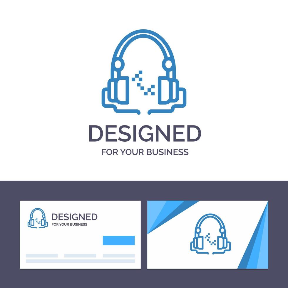creativo attività commerciale carta e logo modello cuffie musica Audio mano gratuito vettore illustrazione