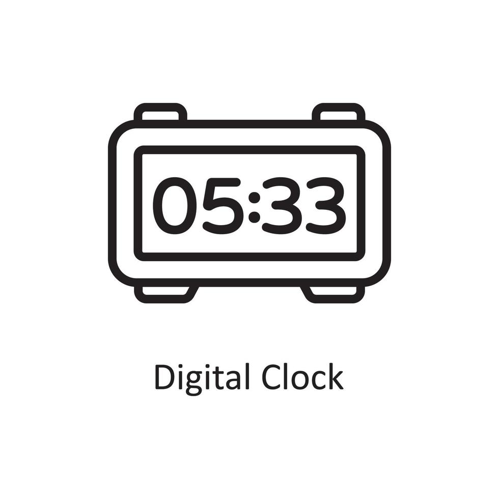 digitale orologio vettore schema icona design illustrazione. faccende domestiche simbolo su bianca sfondo eps 10 file
