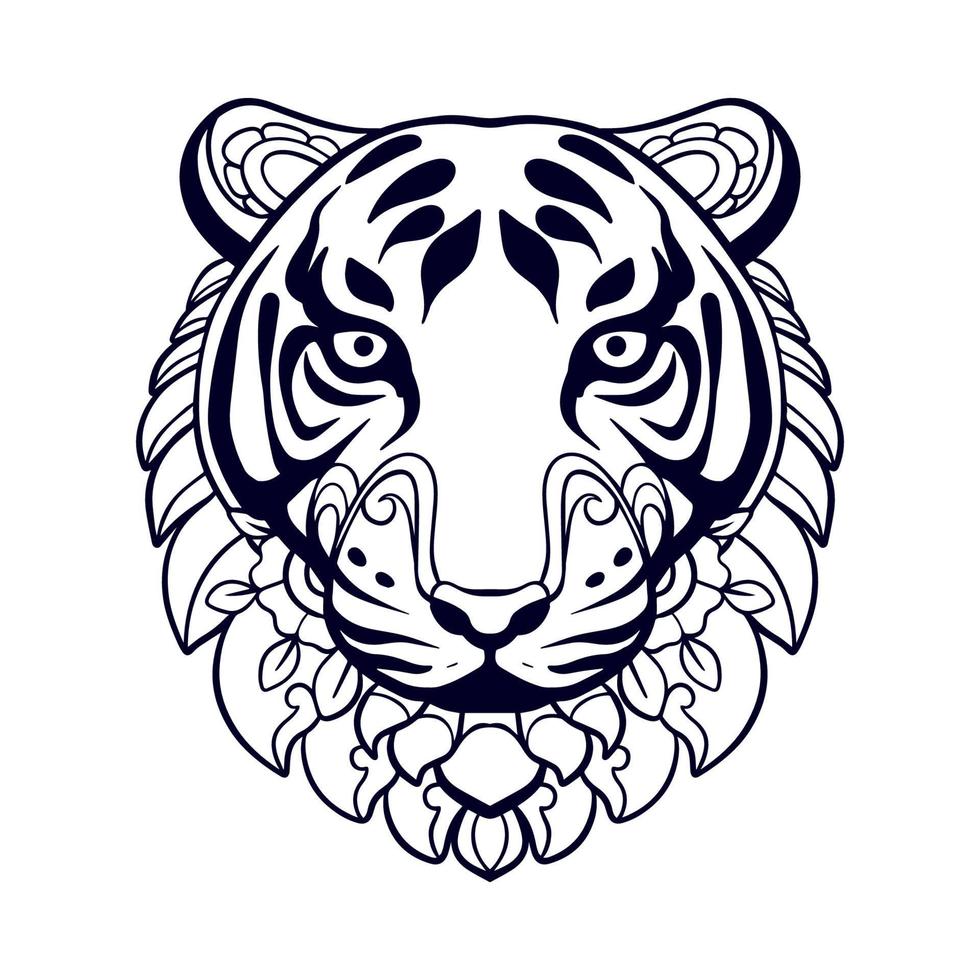 tigre testa mandala arti isolato su bianca sfondo vettore