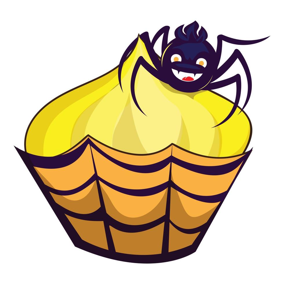 Halloween Cupcake icona, cartone animato stile vettore