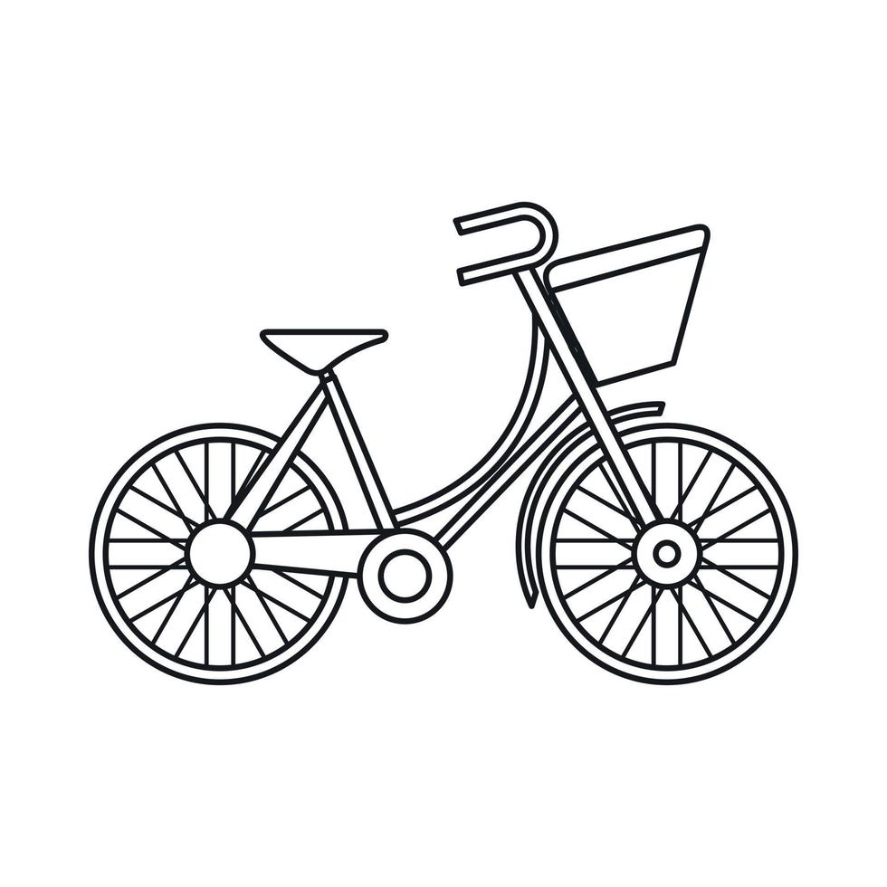 bicicletta con bagaglio icona, schema stile vettore