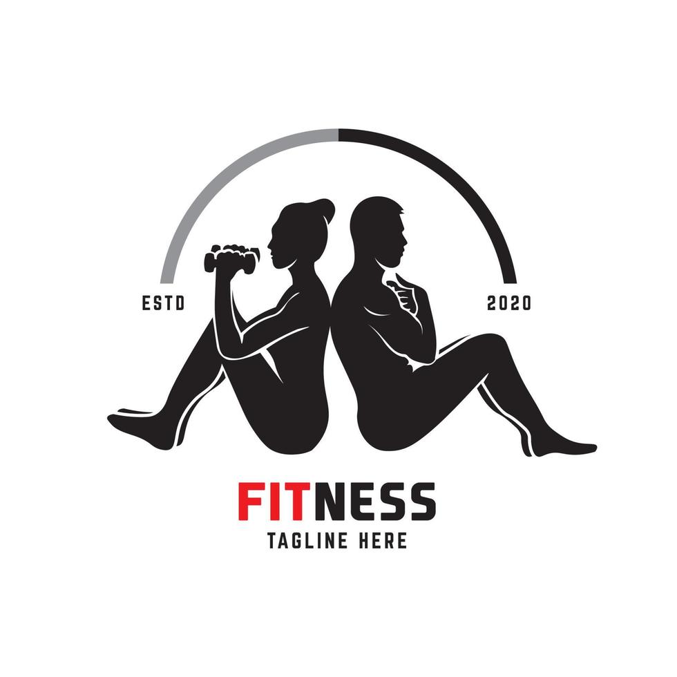 un' uomo e donne fare fitness esercizio vettore illustrazione, Perfetto per fitness e Palestra logo
