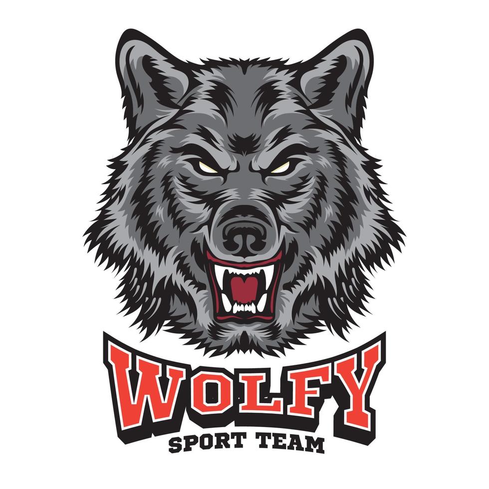 aggressivo lupo viso vettore illustrazione, adatto per t camicia design e gli sport squadra portafortuna logo