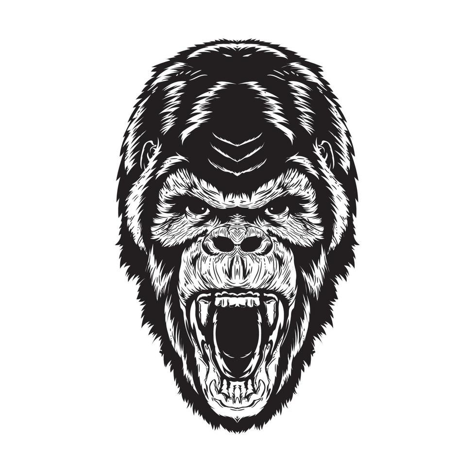 arrabbiato gorilla viso vettore illustrazione nel mano disegnato stile, bene per maglietta design e sport squadra portafortuna logo design