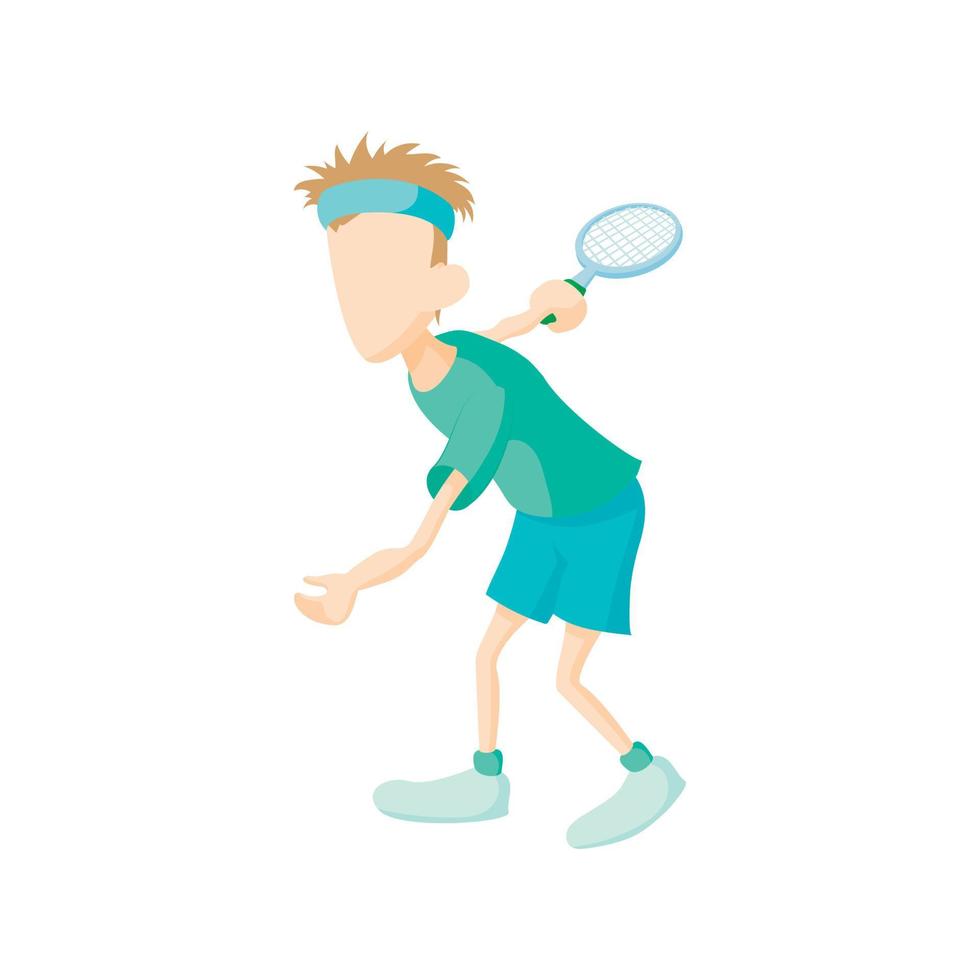 tennis giocatore icona, cartone animato stile vettore