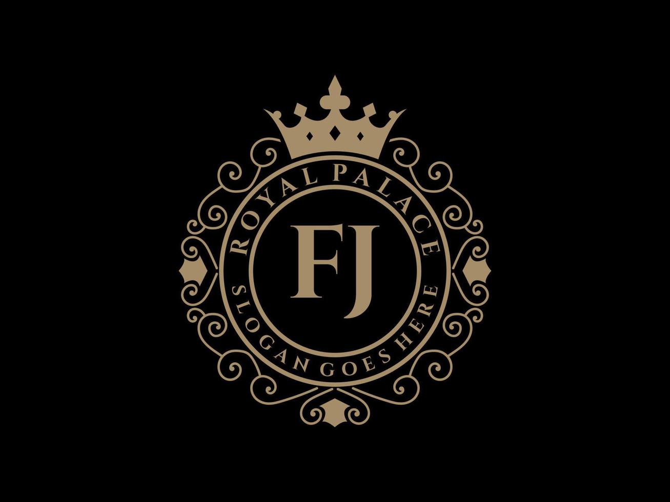 lettera fj antico reale lusso vittoriano logo con ornamentale telaio. vettore