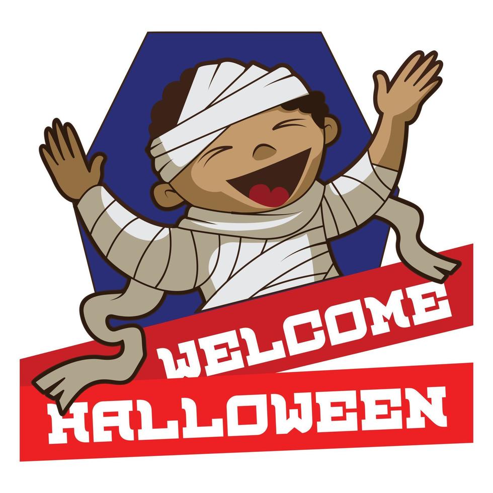 benvenuto Halloween logo, cartone animato stile vettore