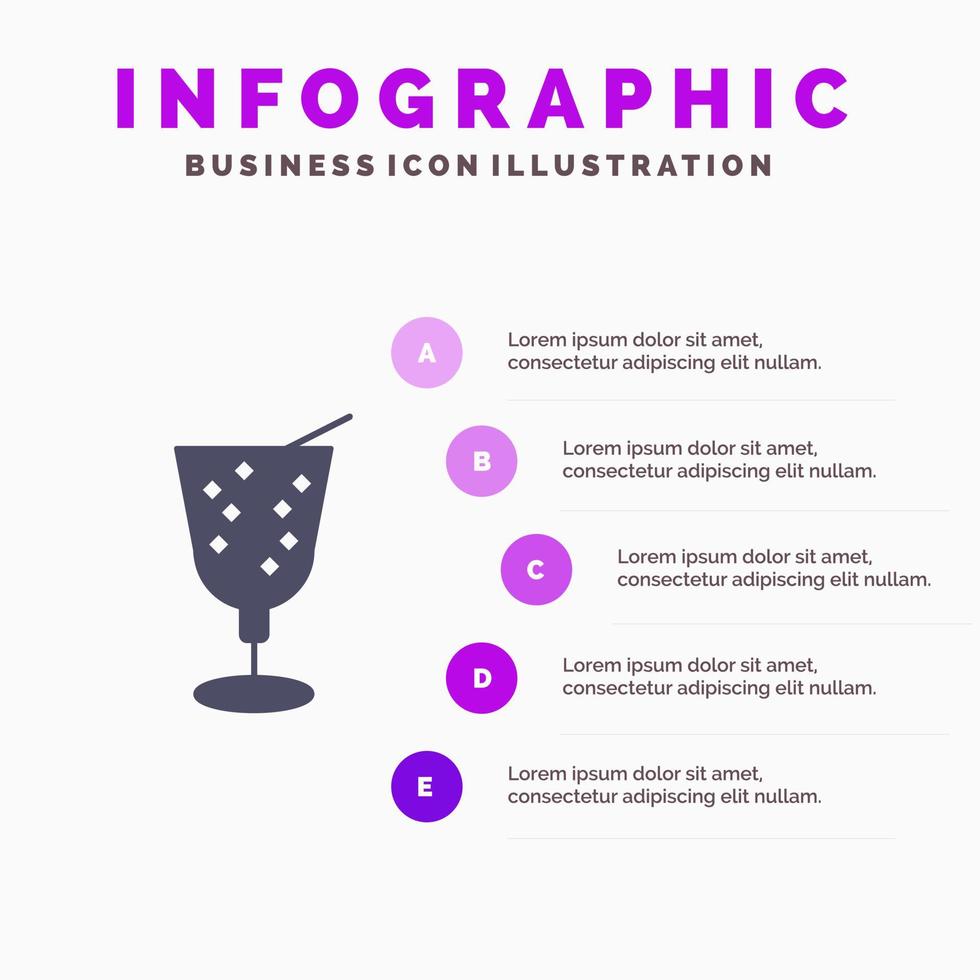 spiaggia bevanda succo solido icona infografica 5 passaggi presentazione sfondo vettore