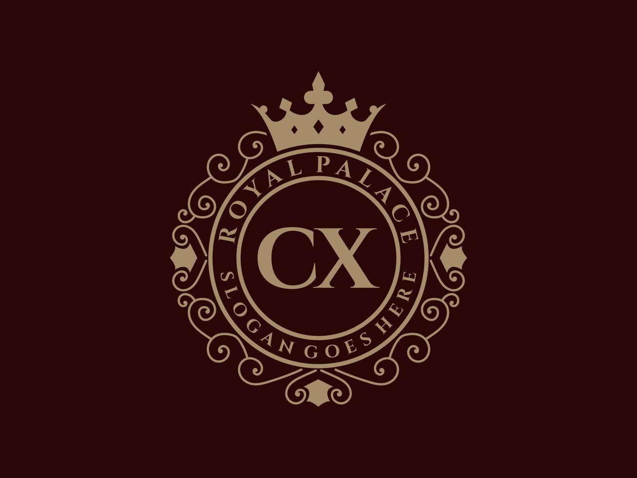 lettera cx antico reale lusso vittoriano logo con ornamentale telaio. vettore