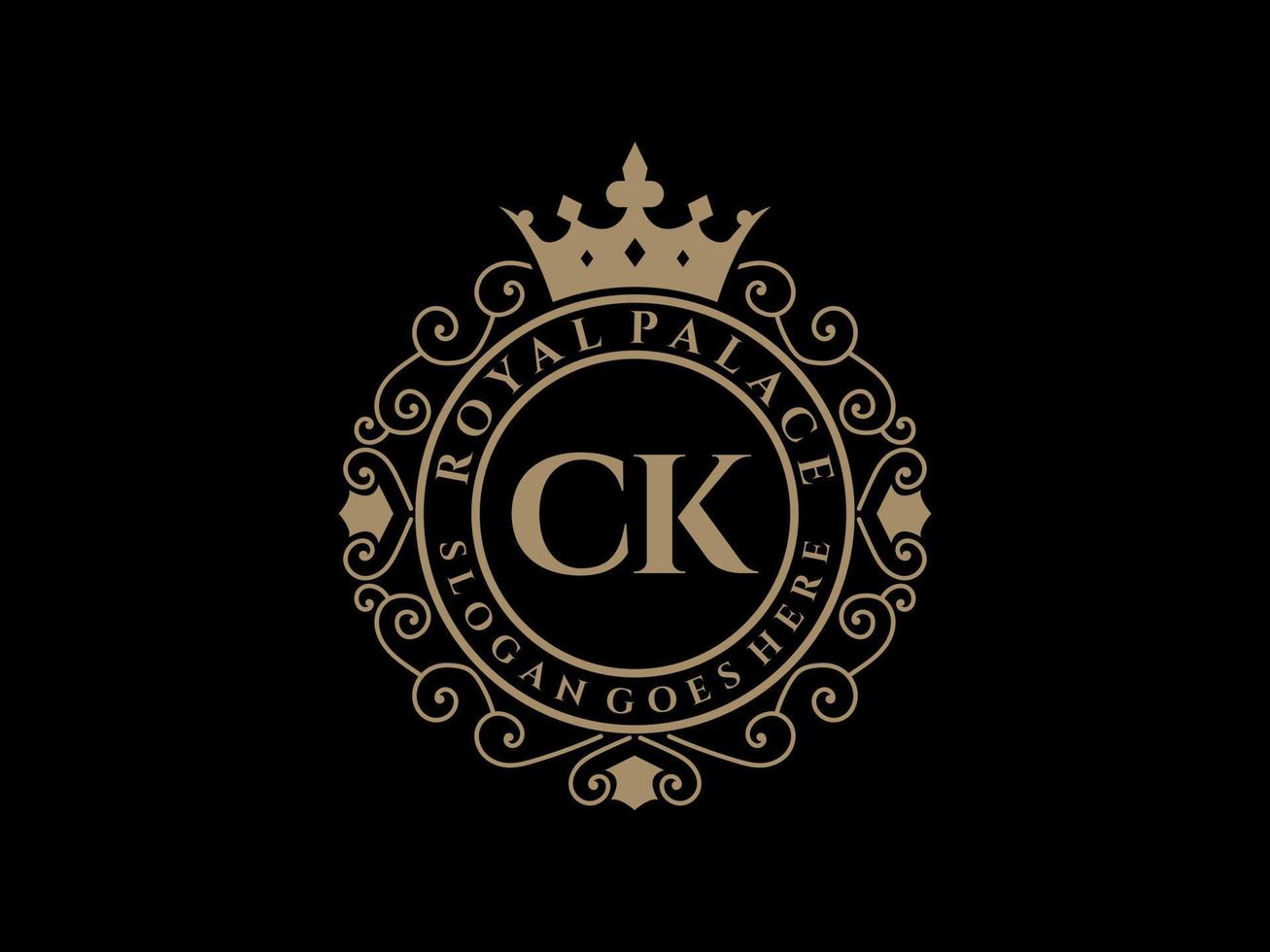lettera ck antico reale lusso vittoriano logo con ornamentale telaio. vettore