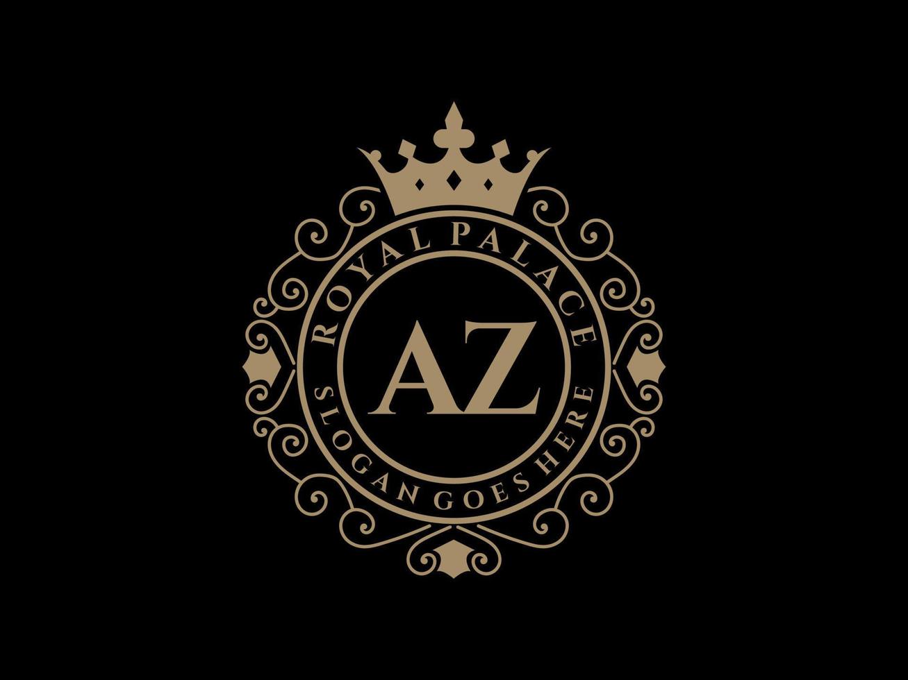 lettera az antico reale lusso vittoriano logo con ornamentale telaio. vettore