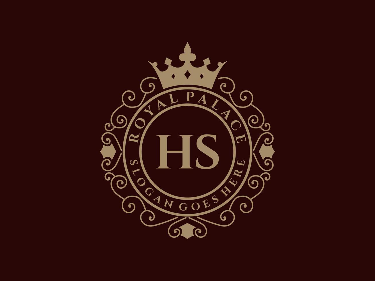 lettera hs antico reale lusso vittoriano logo con ornamentale telaio. vettore