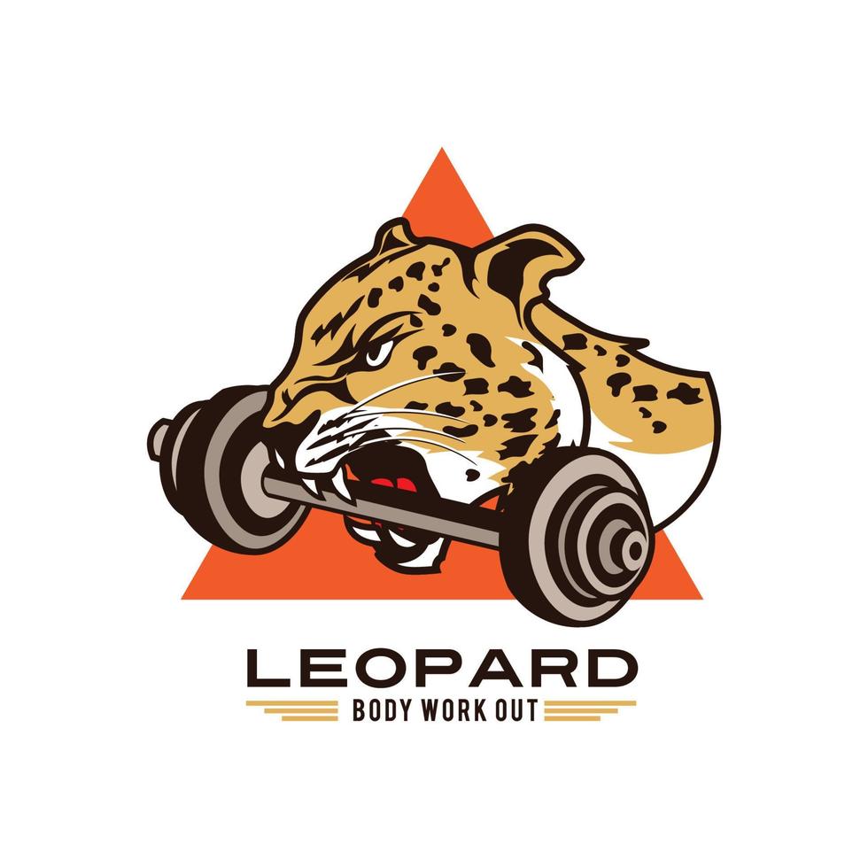 leopardo testa con manubrio vettore illustrazione, bene per Palestra e corpo allenarsi club logo