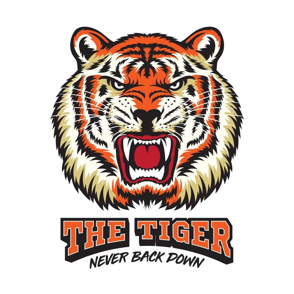 arrabbiato tigre viso vettore illustrazione retrò colore stile, Perfetto per maglietta design e portafortuna logo design