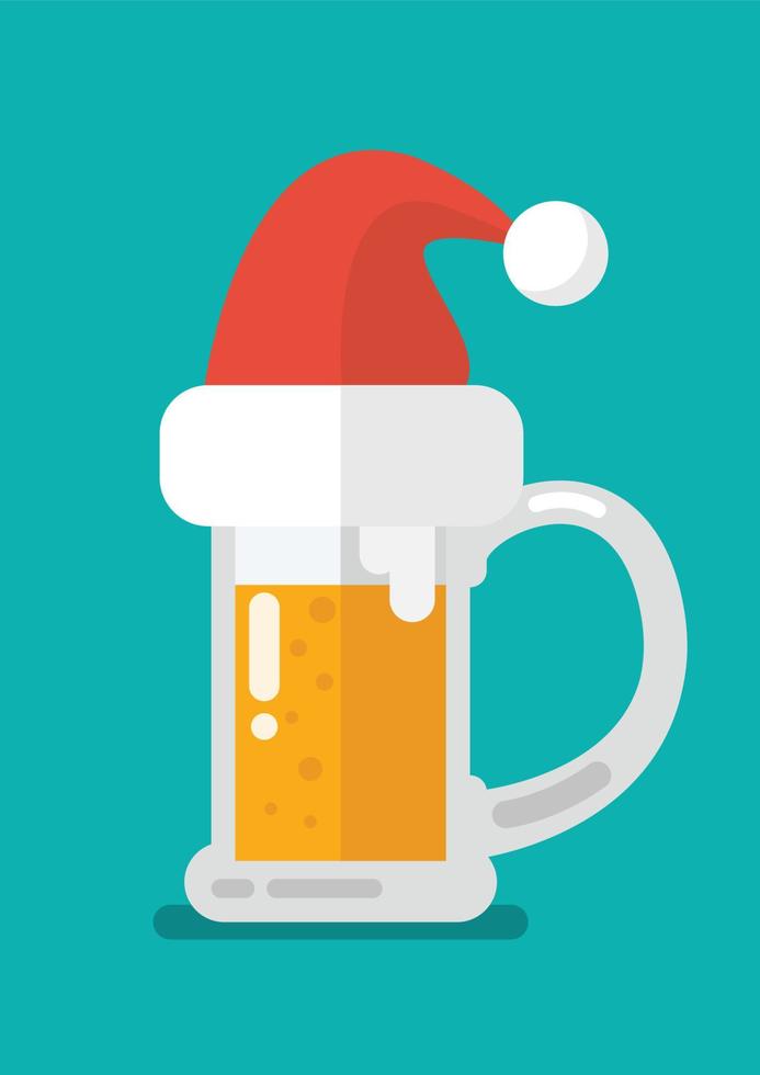 Natale birra ale boccale nel Santa cappello vettore