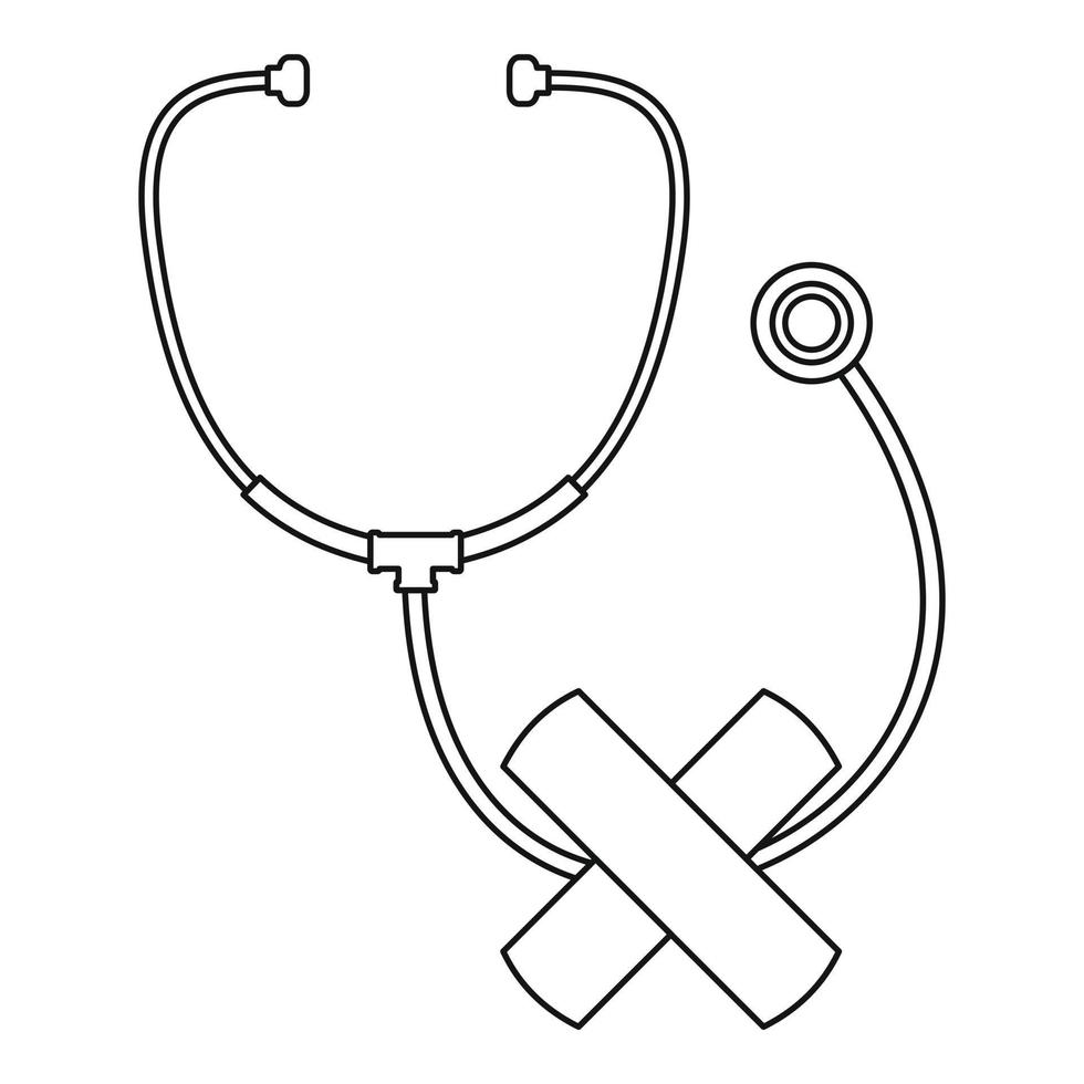 stetoscopio attraversare bendare icona, schema stile vettore