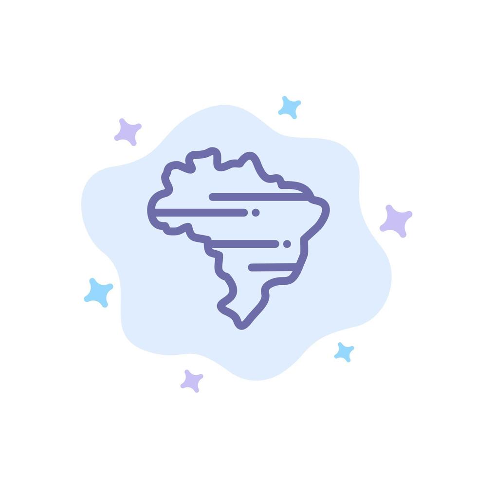 brasile carta geografica nazione blu icona su astratto nube sfondo vettore