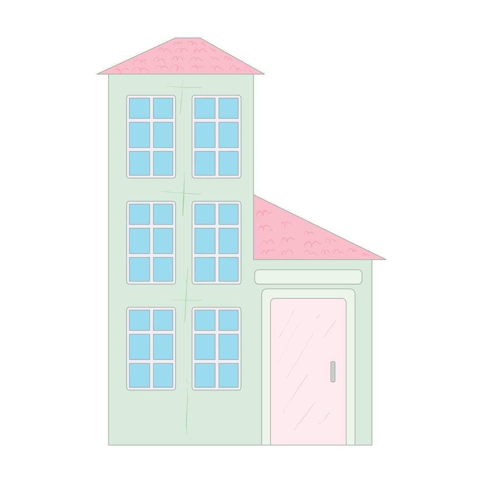 tre piano Casa icona, cartone animato stile vettore