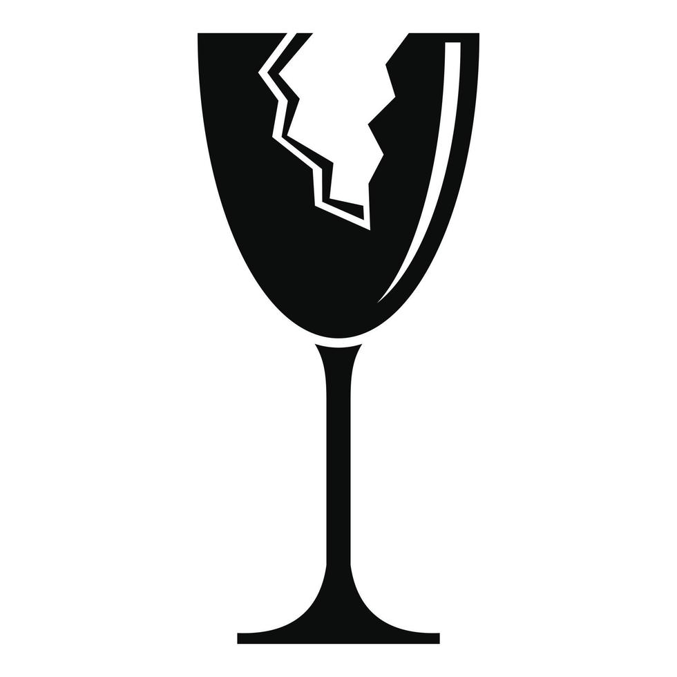 Cracked vino bicchiere icona, semplice stile vettore