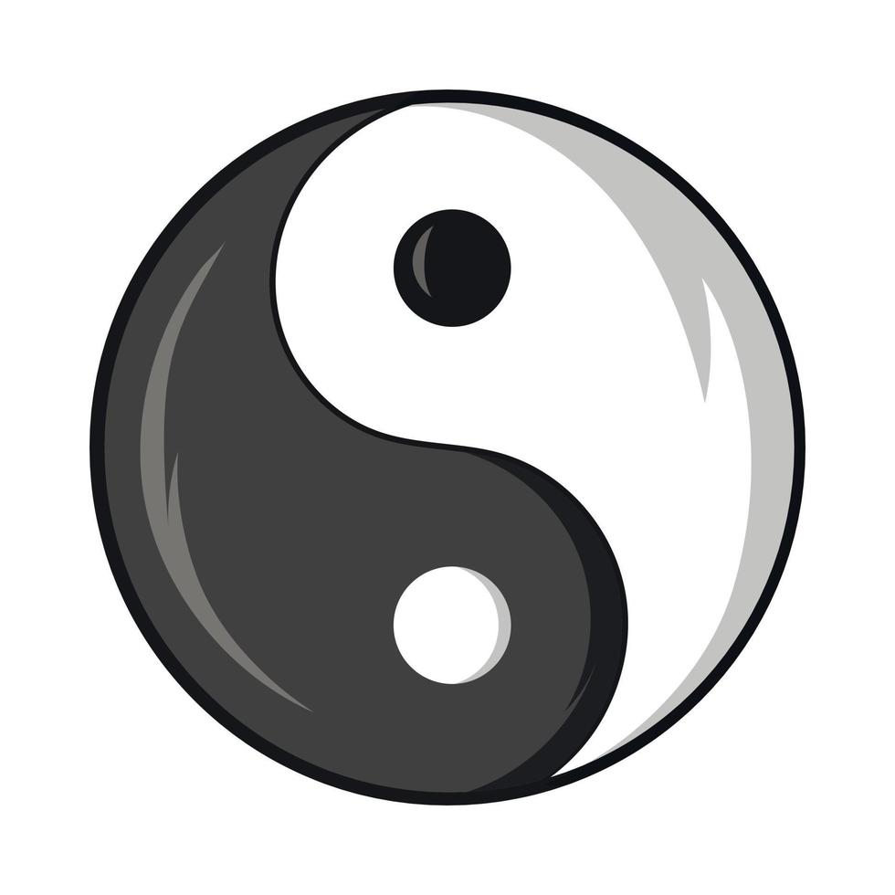 yin e yang simbolo icona, cartone animato stile vettore