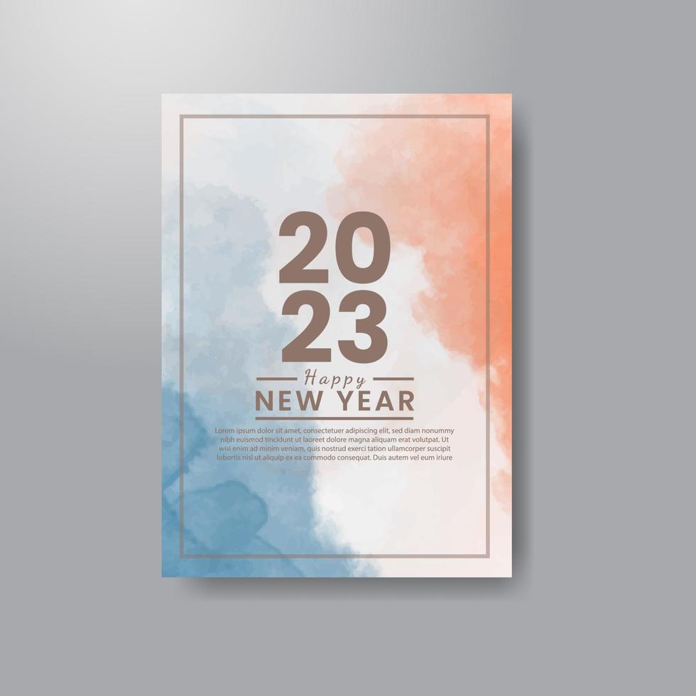 contento nuovo anno 2023 carta modello con acquerello sfondo vettore