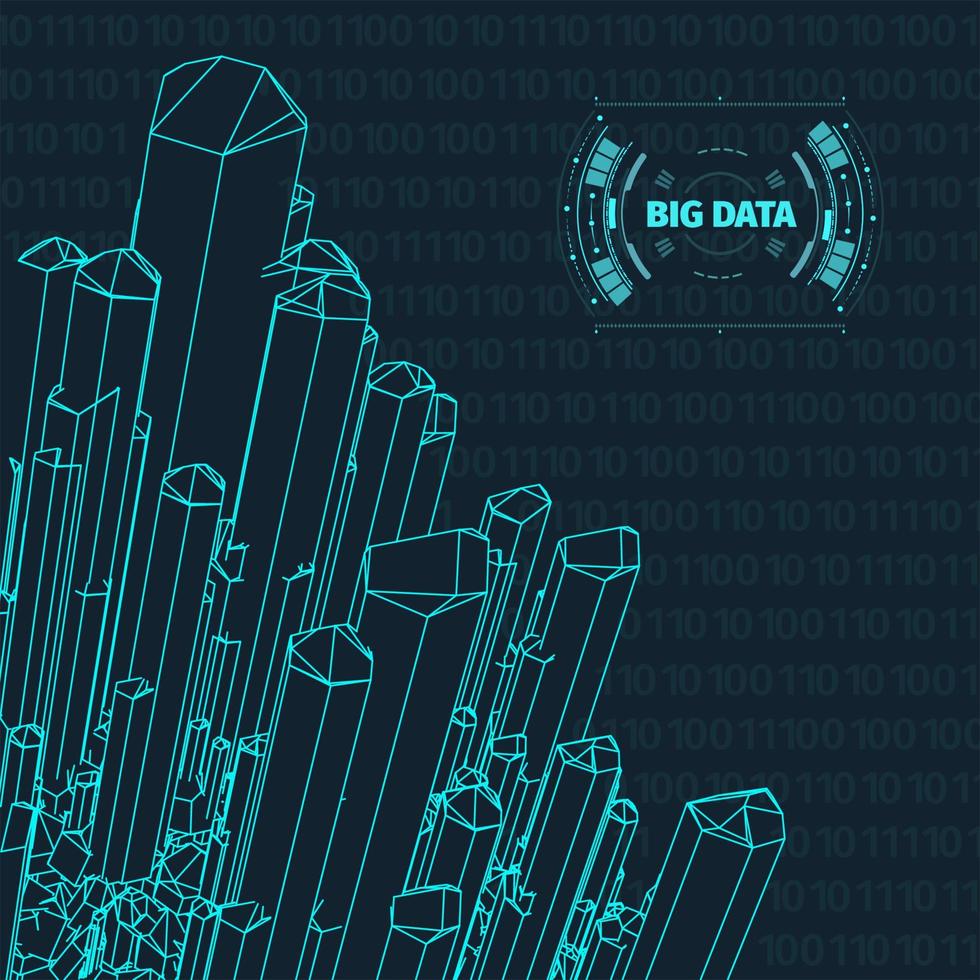 grande dati visualizzazione. sfondo 3d .grande dati connessione sfondo. informatica tecnologia ai Tech filo Rete futuristico wireframe dati visualizzazione. vettore illustrazione . artificiale intelligenza .