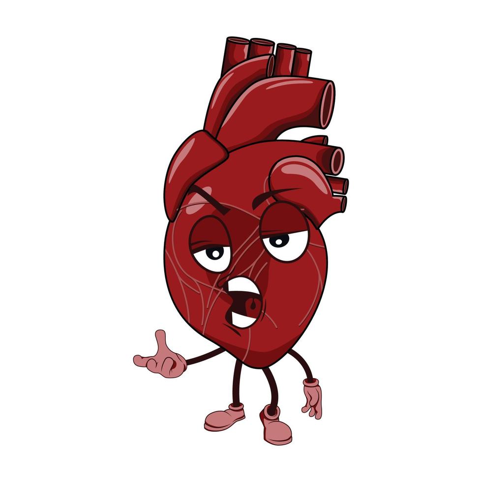 vettore di cuore cartone animato personaggio con viso espressione.