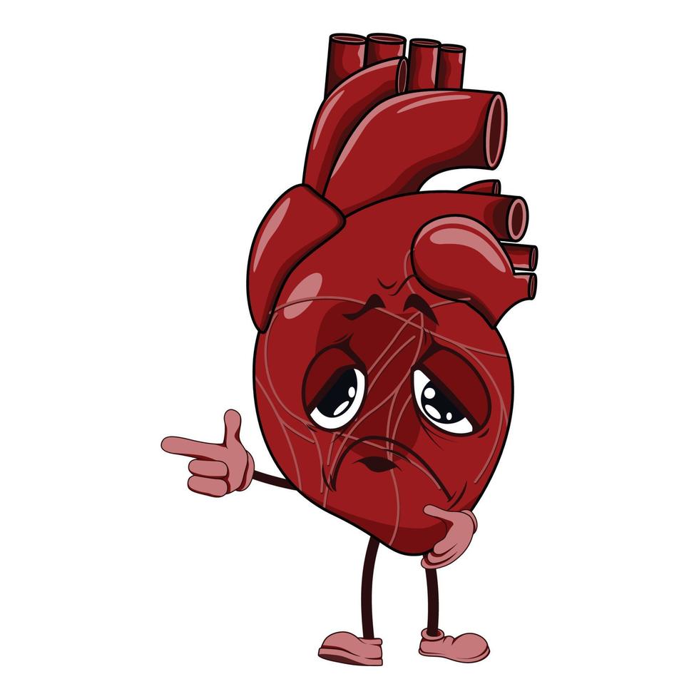 vettore di cuore cartone animato personaggio con viso espressione.