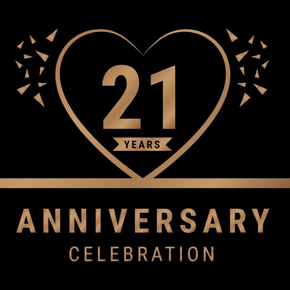 21 anni anniversario celebrazione logotipo. anniversario logo con d'oro colore isolato su nero sfondo, vettore design per celebrazione, invito carta, e saluto carta. eps10 vettore illustrazione