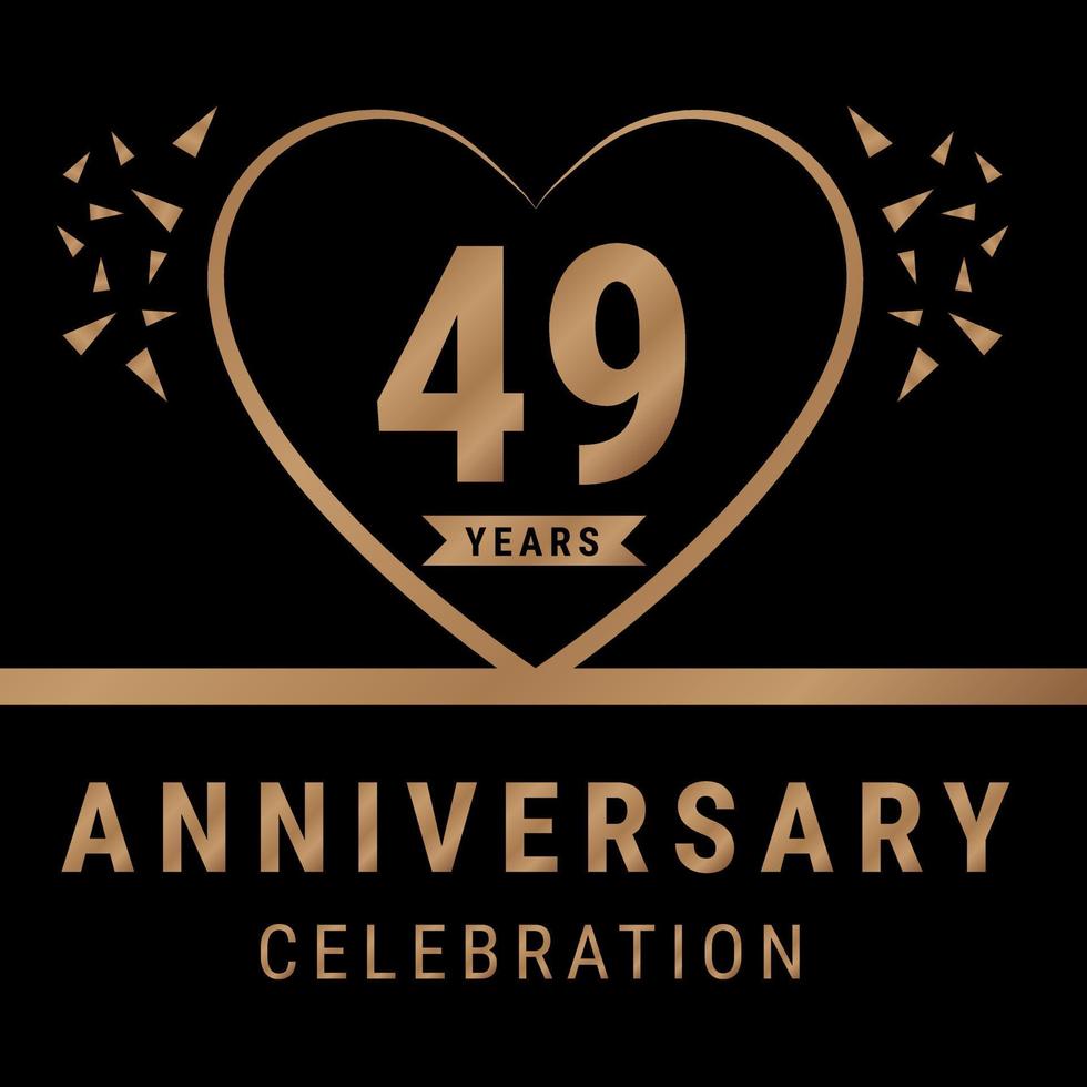 49 anni anniversario celebrazione logotipo. anniversario logo con d'oro colore isolato su nero sfondo, vettore design per celebrazione, invito carta, e saluto carta. eps10 vettore illustrazione