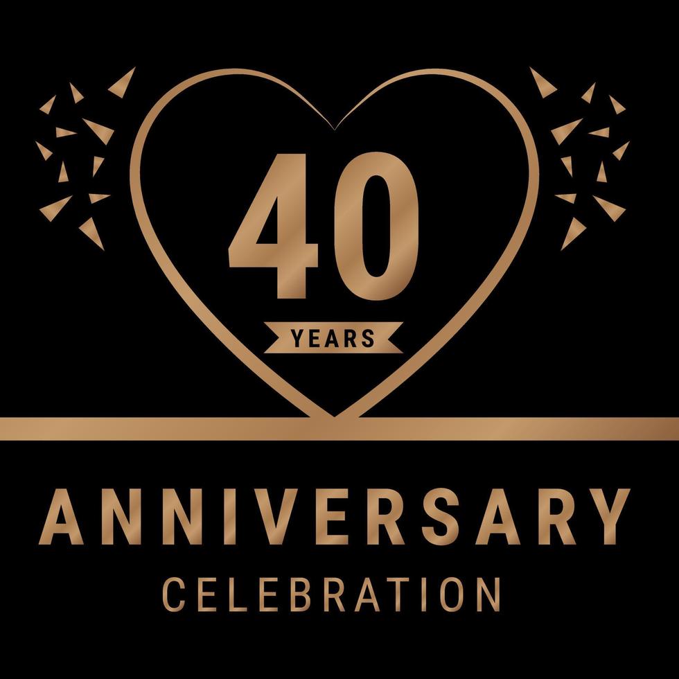 40 anni anniversario celebrazione logotipo. anniversario logo con d'oro colore isolato su nero sfondo, vettore design per celebrazione, invito carta, e saluto carta. eps10 vettore illustrazione