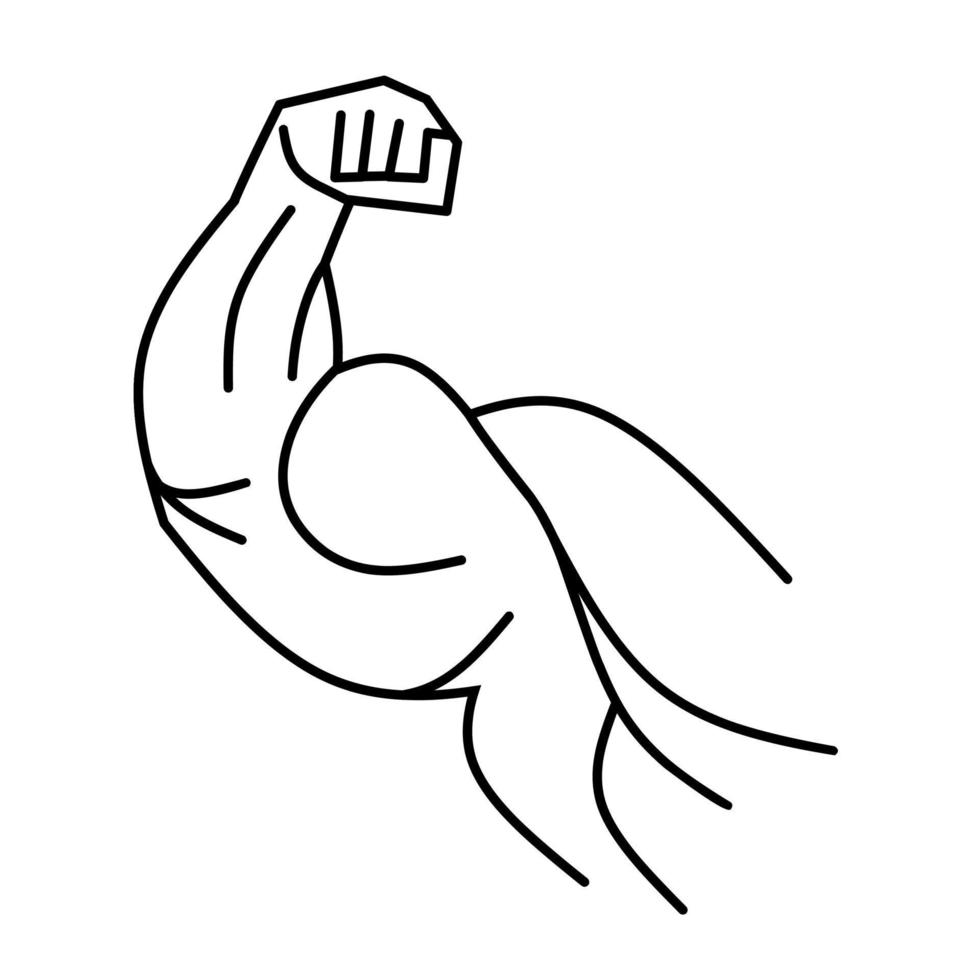muscolare bicipite braccio linea icona su bianca sfondo. grande per ragnatela loghi, app, palestra, muscolare uomo, sano. vettore illustrazione