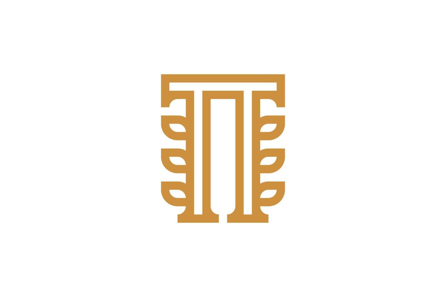 lettera t monoline logo design vettore