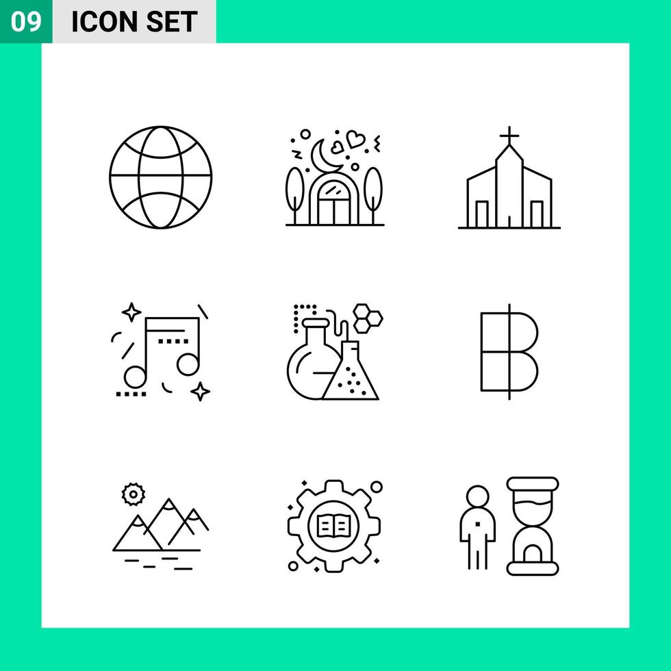 imballare di 9 linea stile icona impostato schema simboli per Stampa creativo segni isolato su bianca sfondo 9 icona impostato creativo nero icona vettore sfondo
