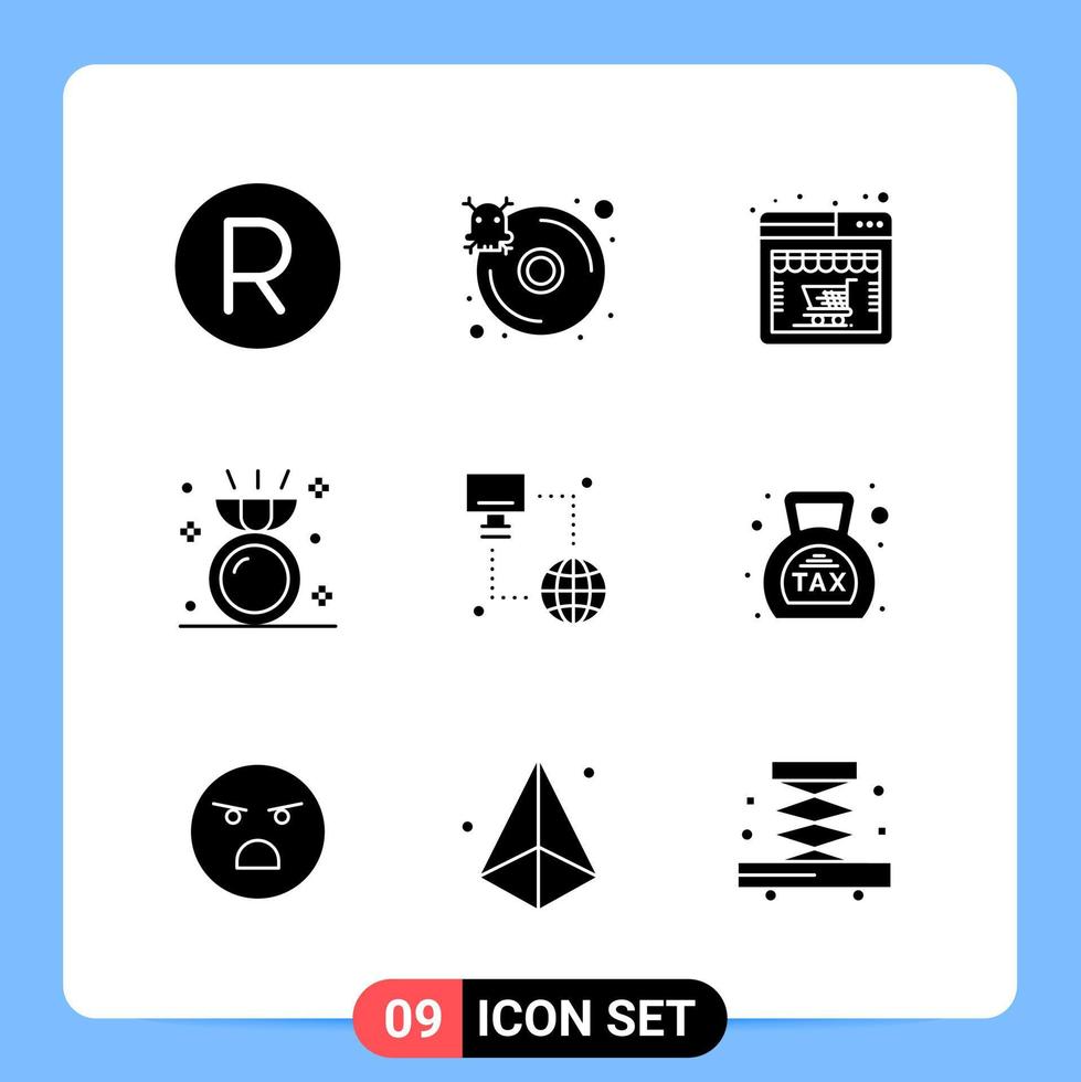 9 solido nero icona imballare glifo simboli per mobile applicazioni isolato su bianca sfondo 9 icone impostato creativo nero icona vettore sfondo