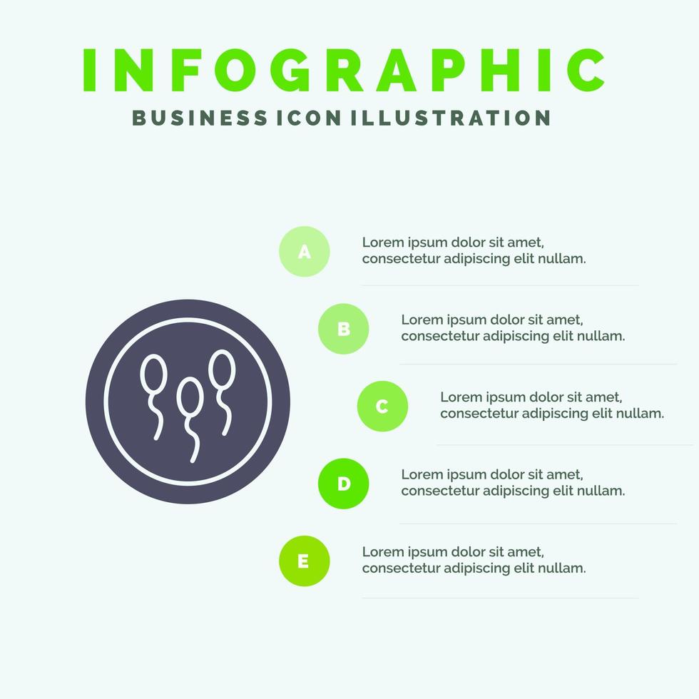 biochimica biologia chimica laboratorio processi solido icona infografica 5 passaggi presentazione sfondo vettore