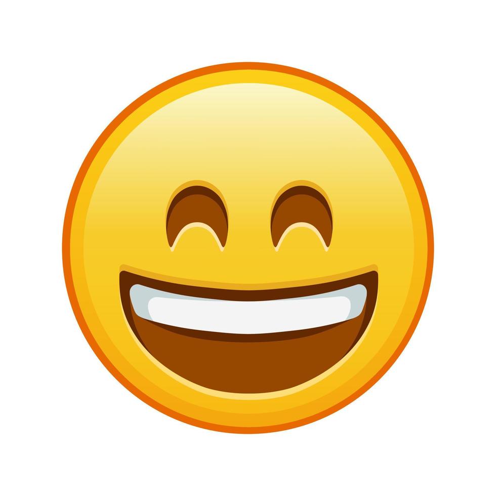 sorridente viso con Aperto bocca e ridendo occhi grande dimensione di giallo emoji Sorridi vettore