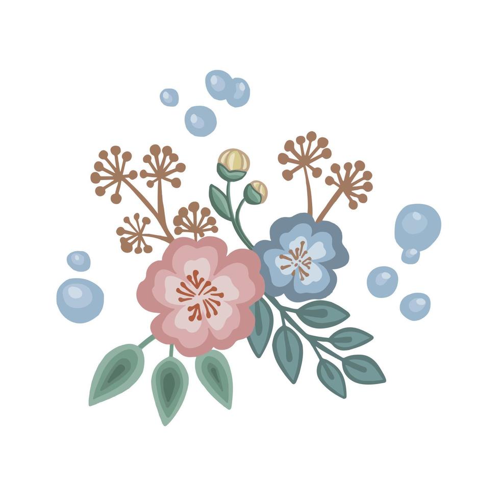 fiori selvatici rosa e blu vettore