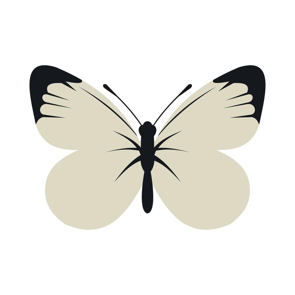 bianca farfalla icona, piatto stile vettore