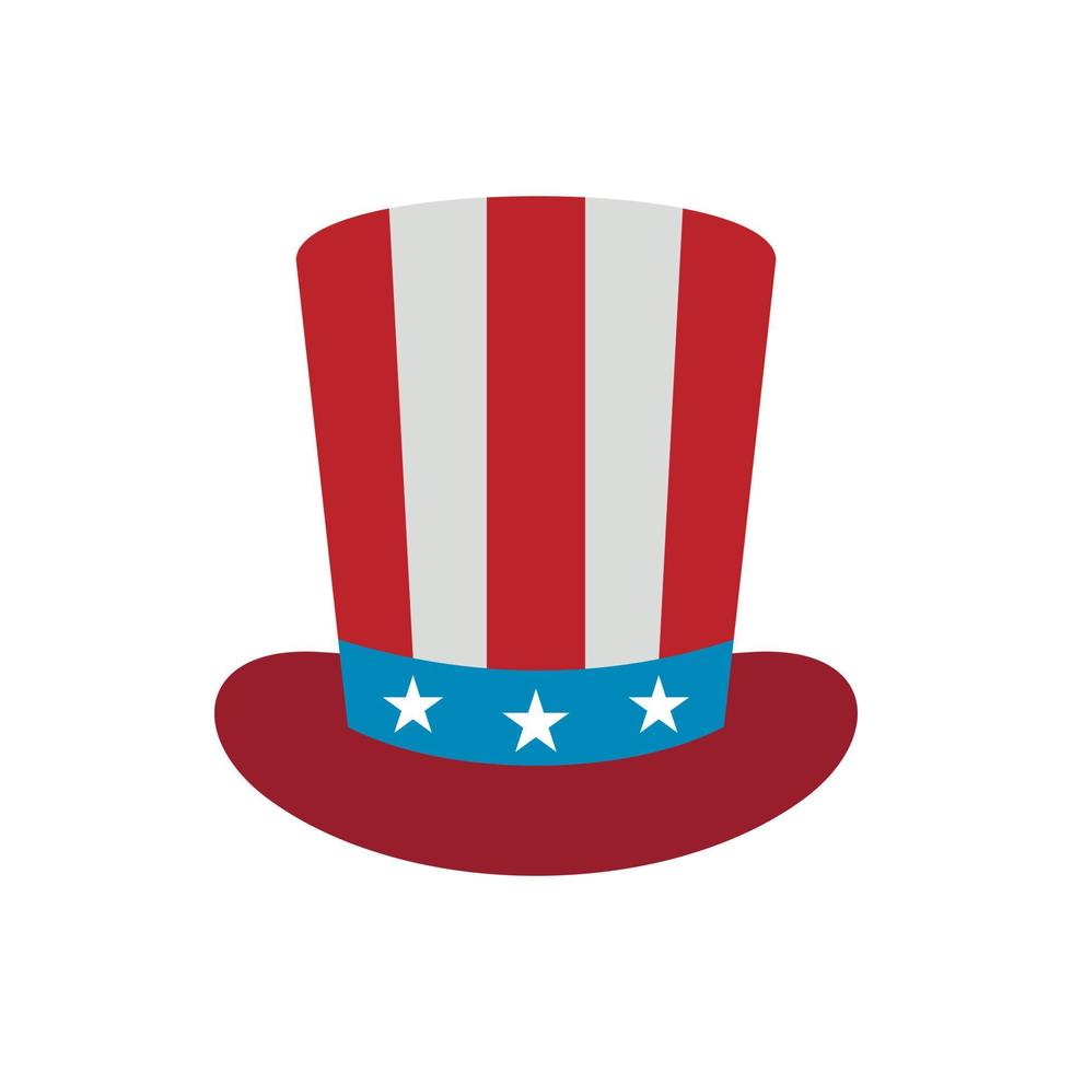 superiore cappello nel il Stati Uniti d'America bandiera colori icona, piatto stile vettore
