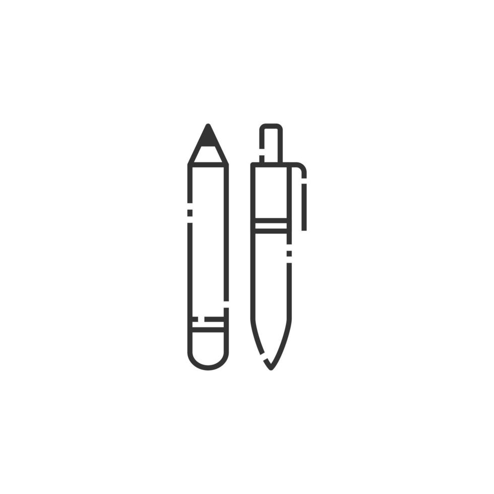 matita e penna linea icona, schema icona - indietro per scuola icona vettore illustrazione - isolato
