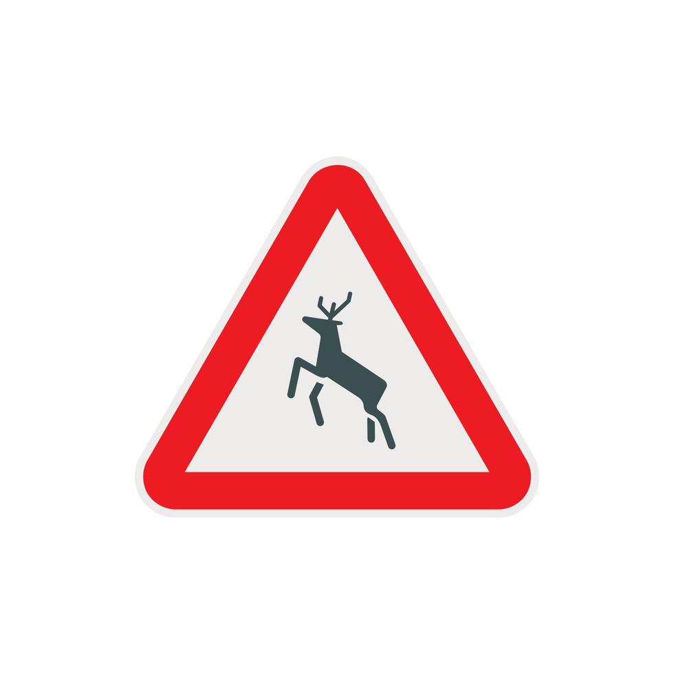 cervo traffico avvertimento cartello icona, piatto stile vettore